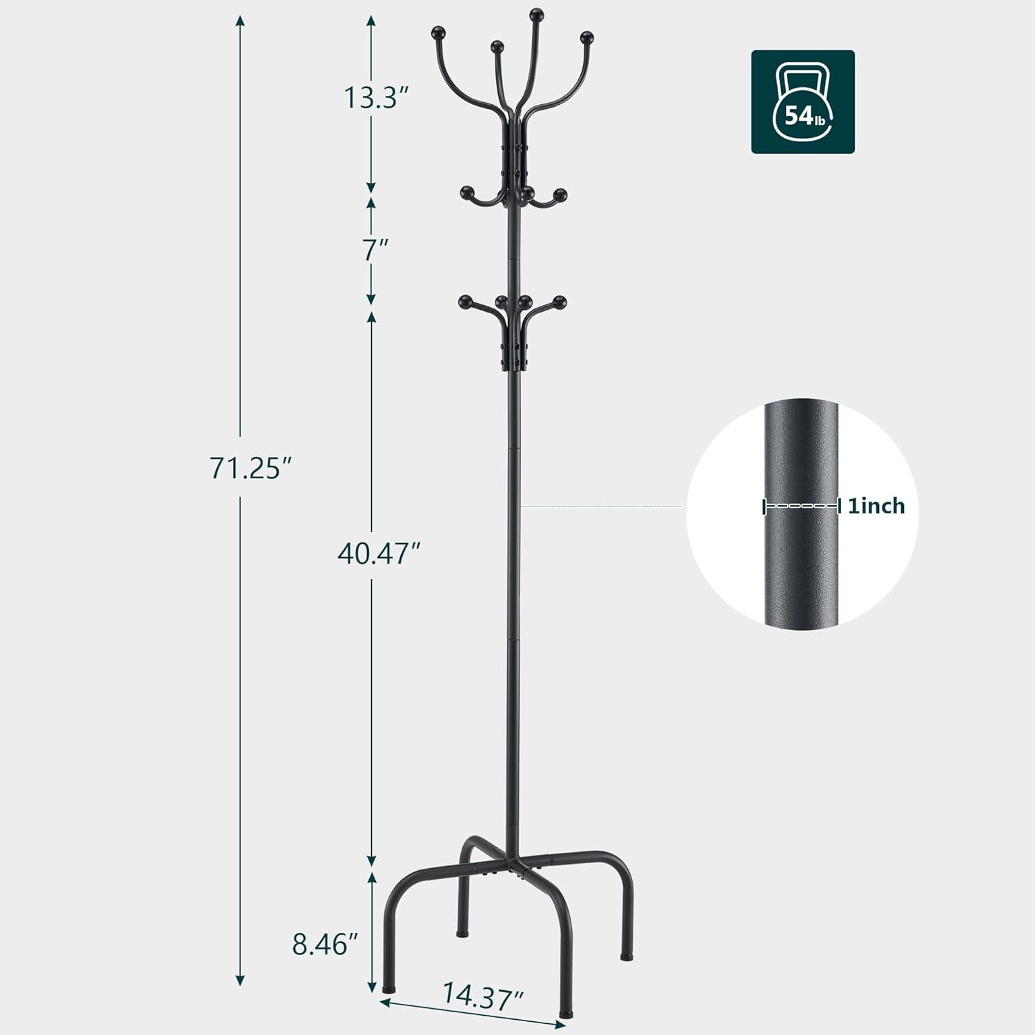 Favorit - Šatní stojan s 12 protiskluzovými háčky 180cm