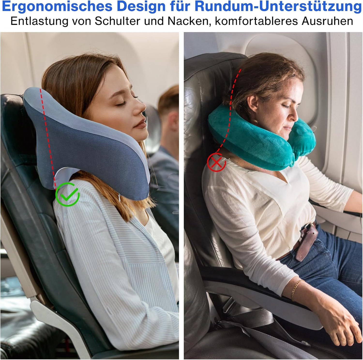Elen - Speciálně tvarovaný cestovní polštář z vysoce kvalitní paměťové pěny + BONUS cestovní taška