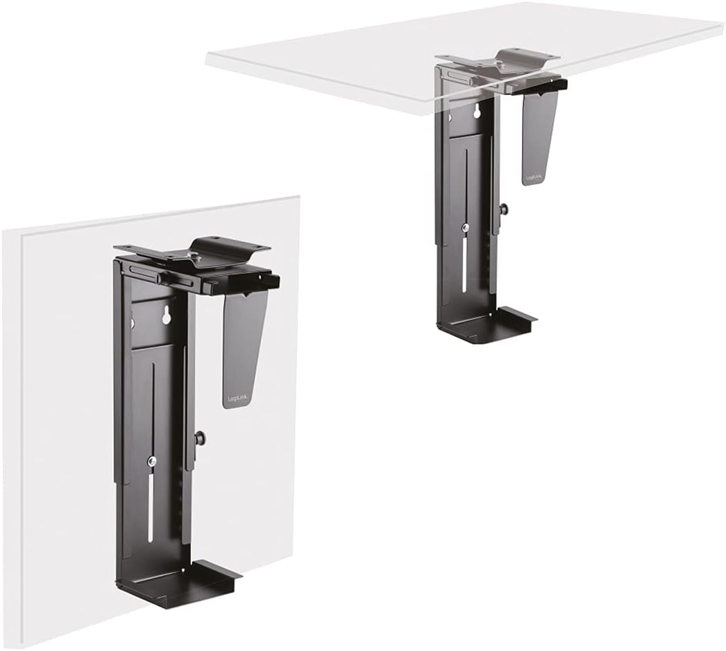 LogiLink - Nastavitelný držák na PC pod stůl/na zeď, otočný o 360° s variabilním nastavením