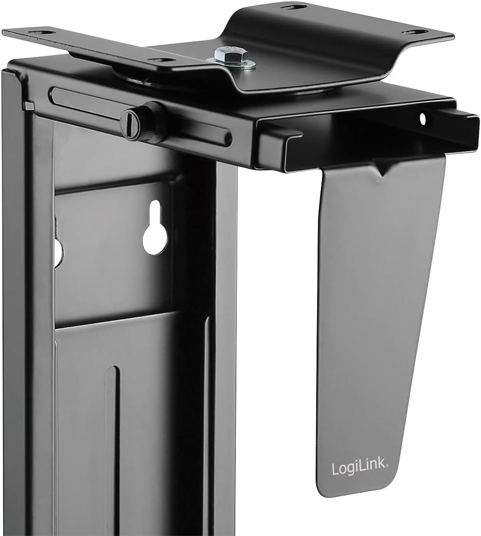 LogiLink - Nastavitelný držák na PC pod stůl/na zeď, otočný o 360° s variabilním nastavením