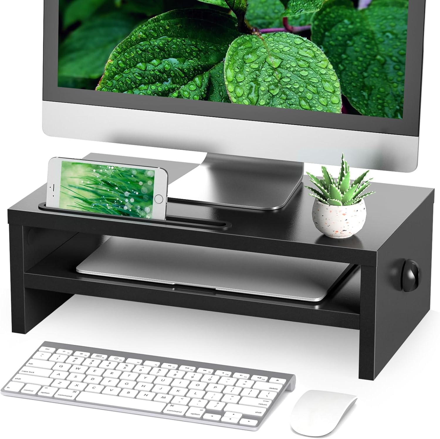 Rive - Dřevěný podstavec pod monitor s držákem na mobil 425 mm