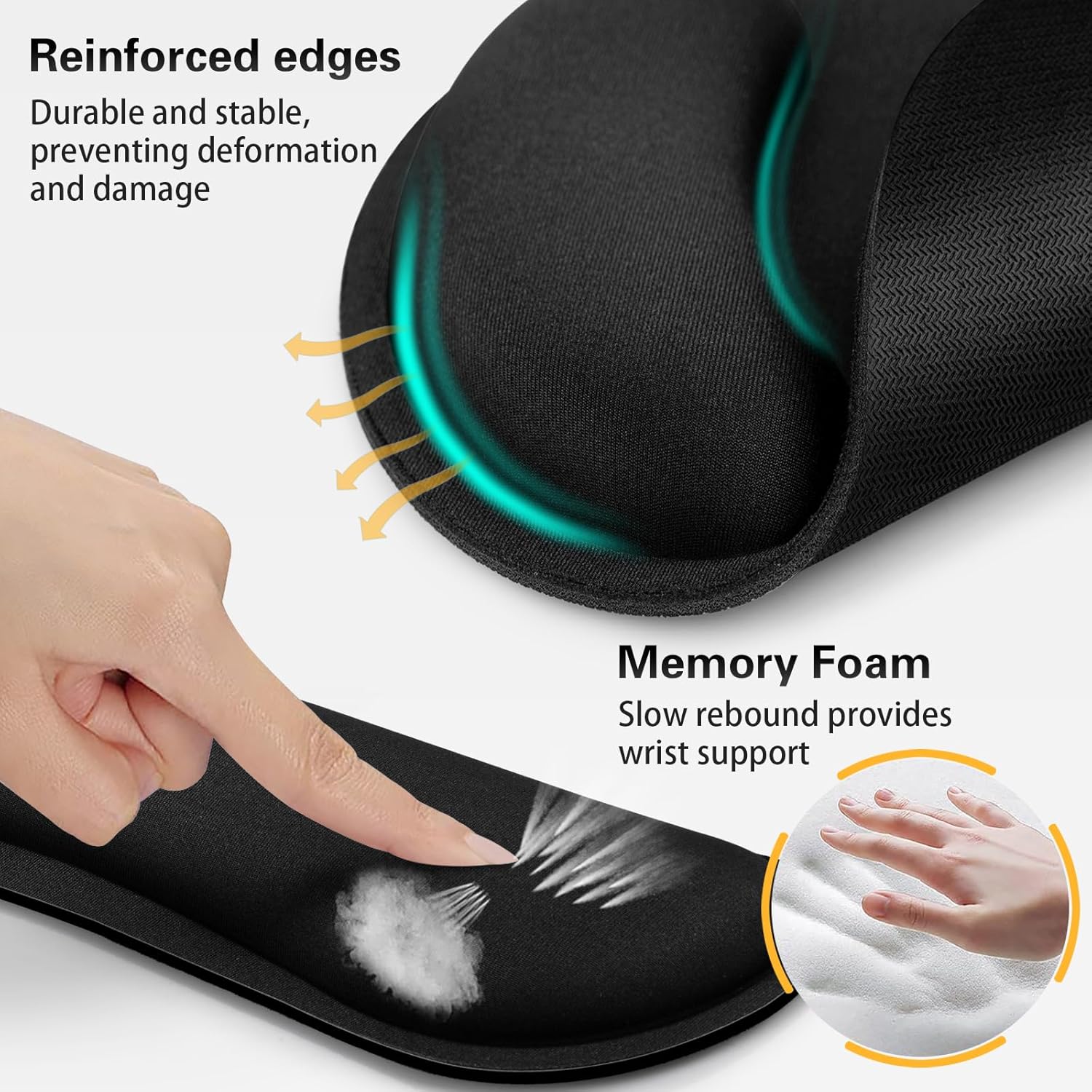 Azeka - Sada 3 v 1 ergonomická podložka pod myš s gelovým polštářkem + podložka pod zápěstí z paměťové pěny + podložka na nápoje