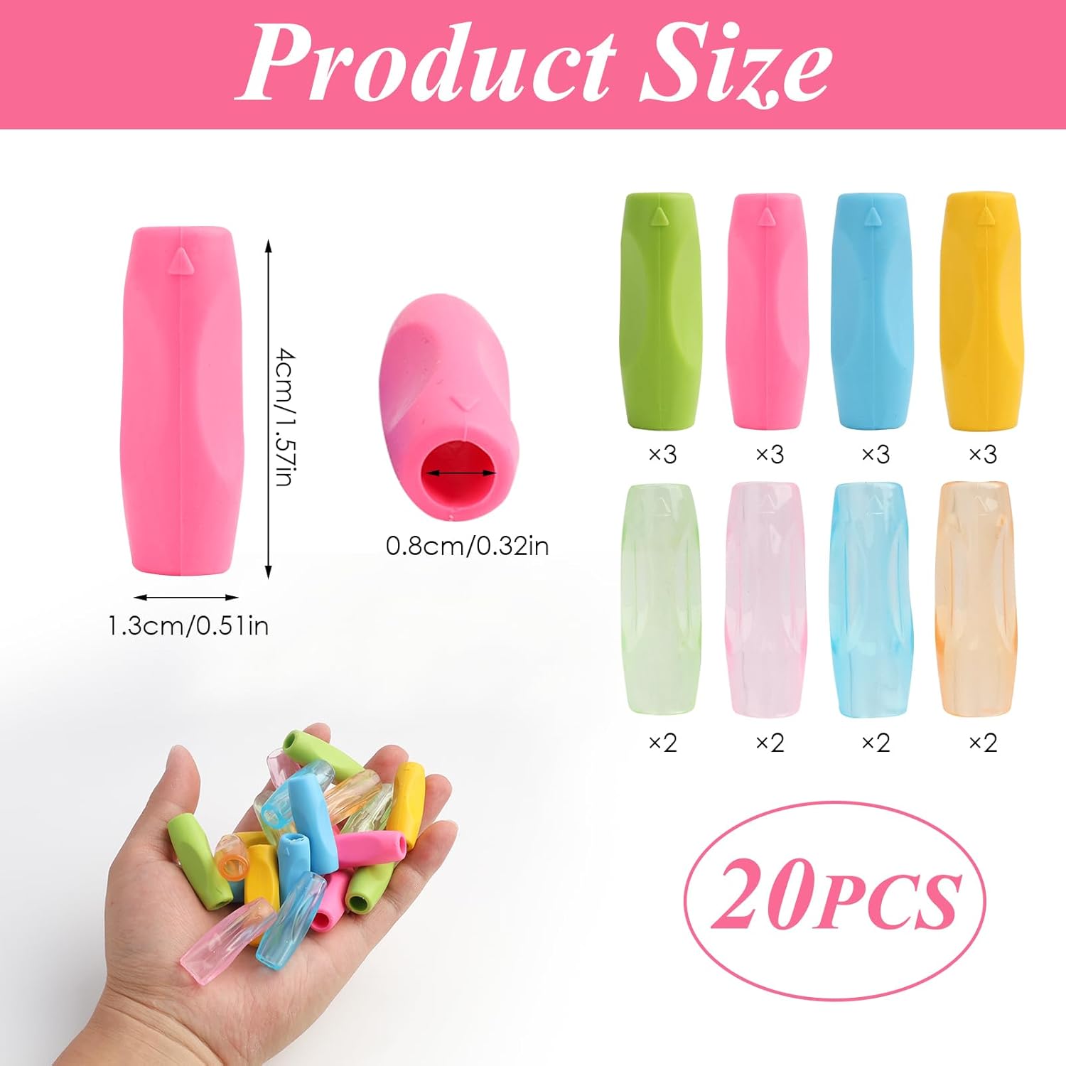 Rids - Ergonomické podložky na tužky při psaní pro malé školáky - balení 20 ks (speciální silikon)