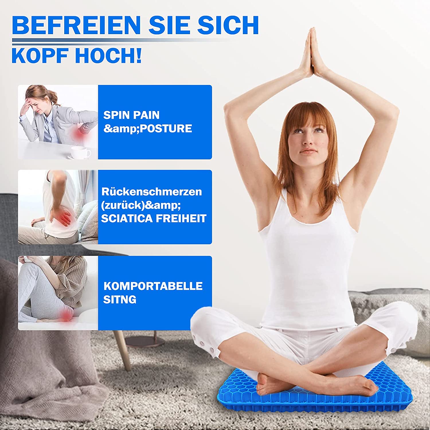 Zdravotní gelový sedák s protiskluzovým a prodyšným potahem - relaxseat