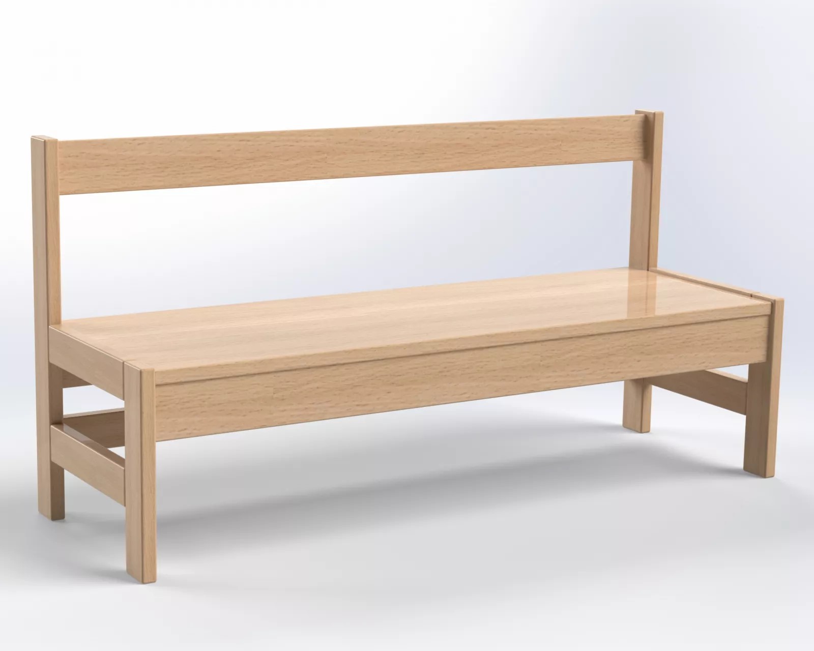 Dřevěná lavička s opěradlem výška sedáku 26 cm