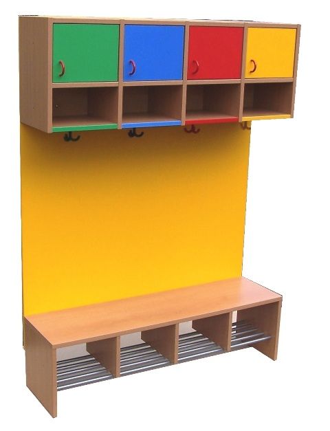 Dětská dřevěná kompletní šatnička s dvířky