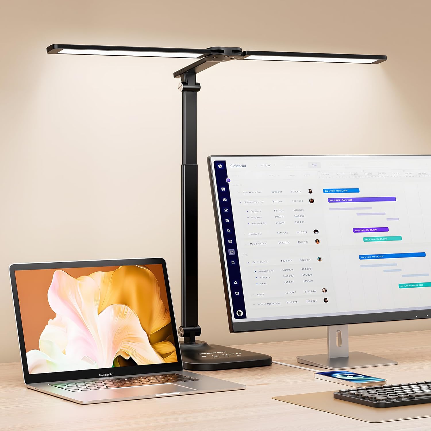 Basica - Stolní lampa LED stmívatelná pro ochranu vašich očí na psací stůl 5 barev a 10 stupňů jasu