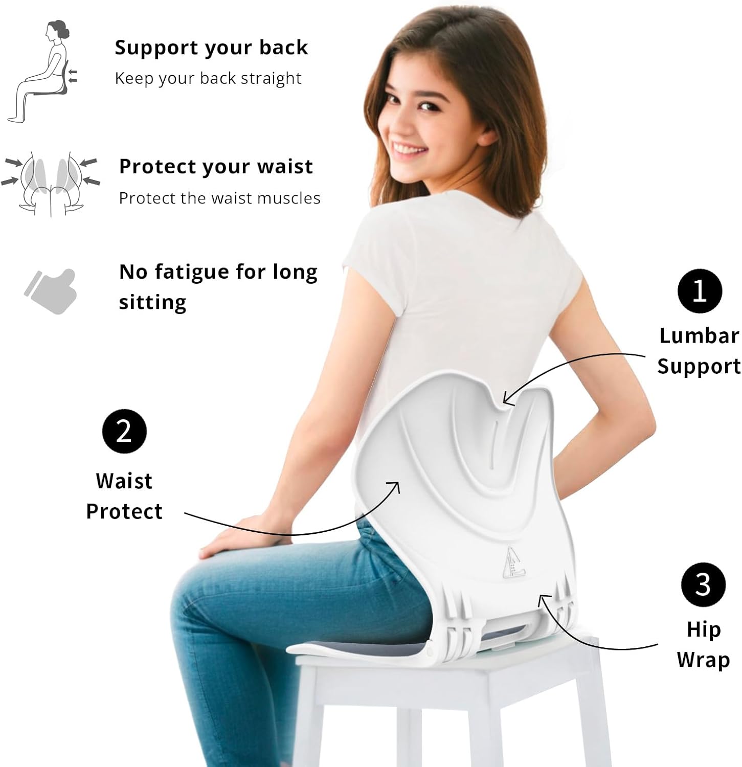 Pufi 2 v 1 - Ergonomická skládací bederní opěrka a podsedák pro správné držení těla každého studenta