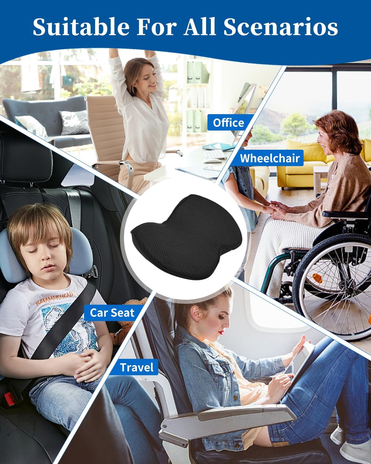 Ergonomický klínový podsedák a bederní opěrka do auta z paměťové pěny