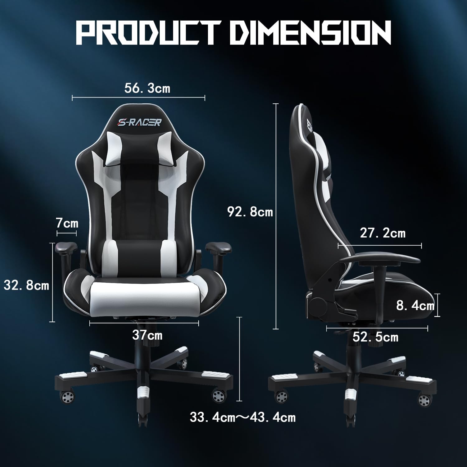 Jumi - Ergonomická herní ždle s bederní opěrkou, výškově nastavitelná nosnost 150 kg