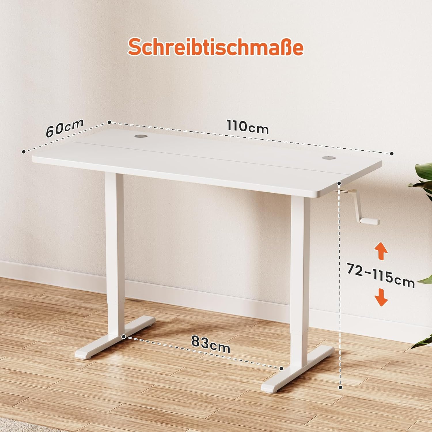 Flit - Výškově nastavitelný psací stůl se zesíleným kovovým rámem z uhlíkové oceli 110 x 60 cm