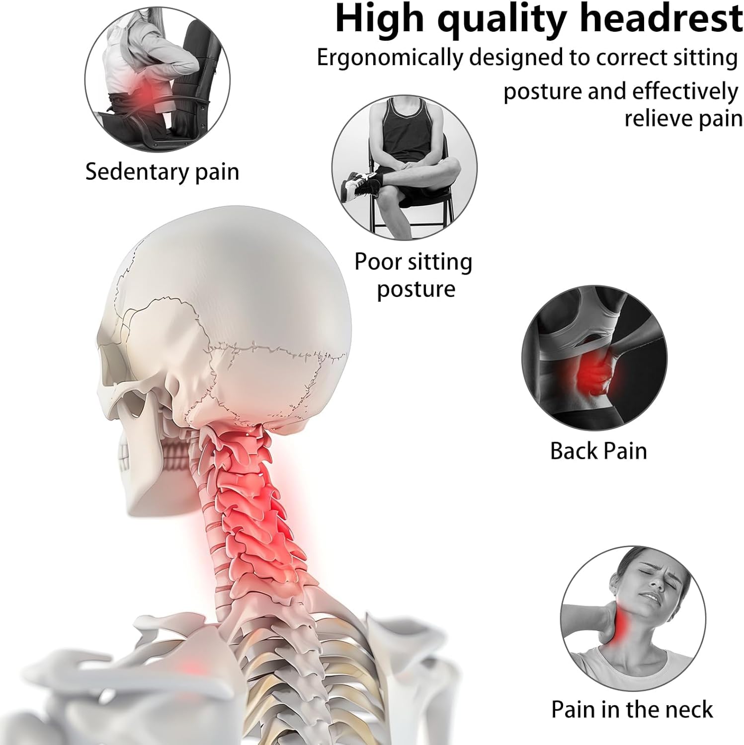 Dema - ergonomická opěrka krku z paměťové pěny na kancelářskou židli