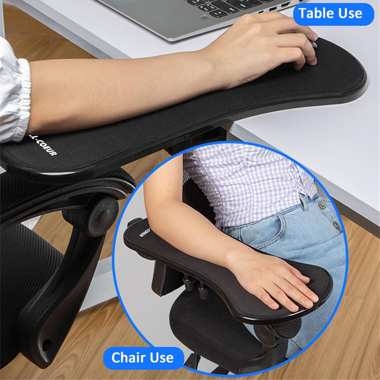 Ellco - 3v1 ergonomická nastavitelná opěrka zápěstí, držák paže myši a loketní opěrka