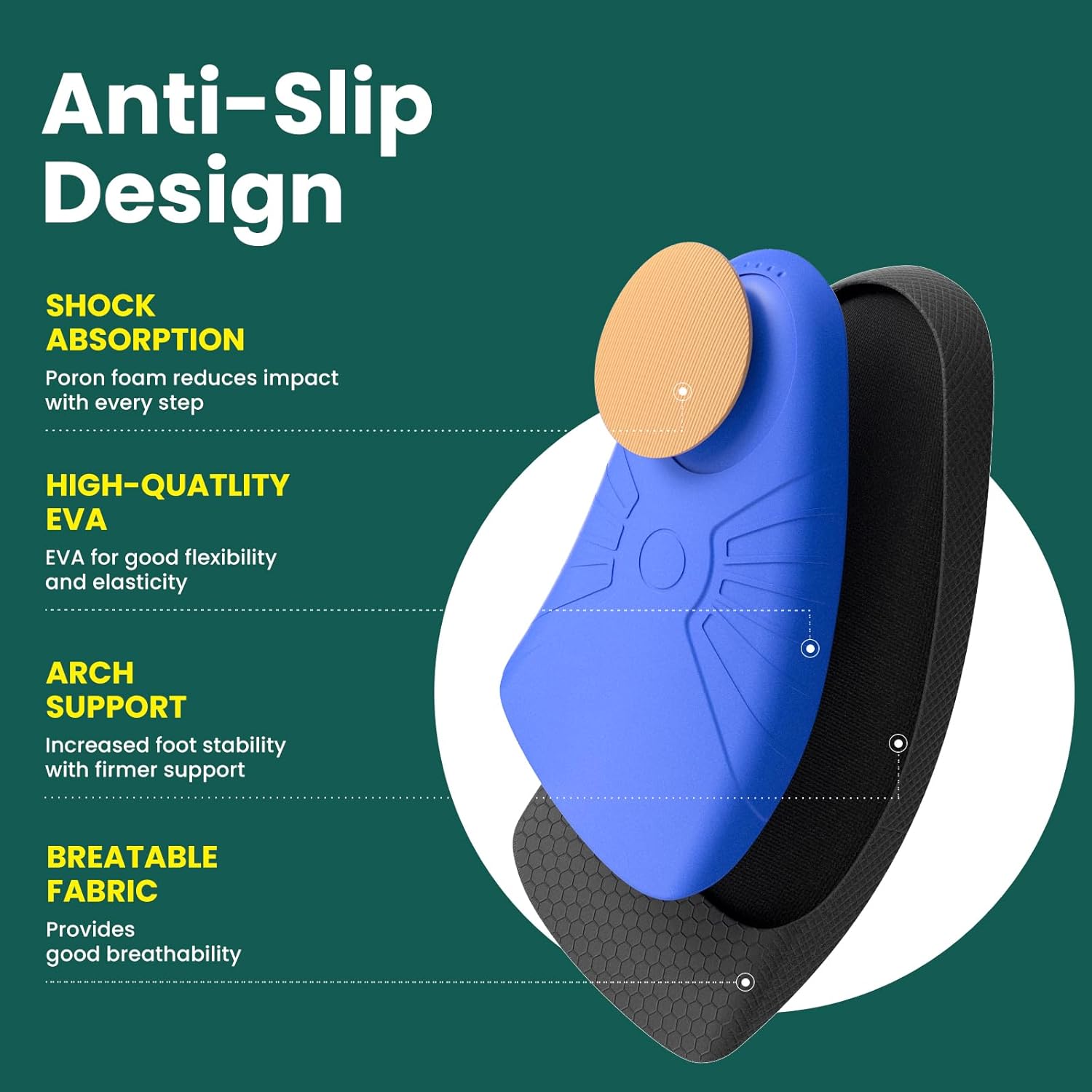 Welnove - ergonomické vložky pro úlevu od bolesti paty pro plantární úlevu fasciitidy, Achillova šlacha - ženy 41-45, muži 42-46