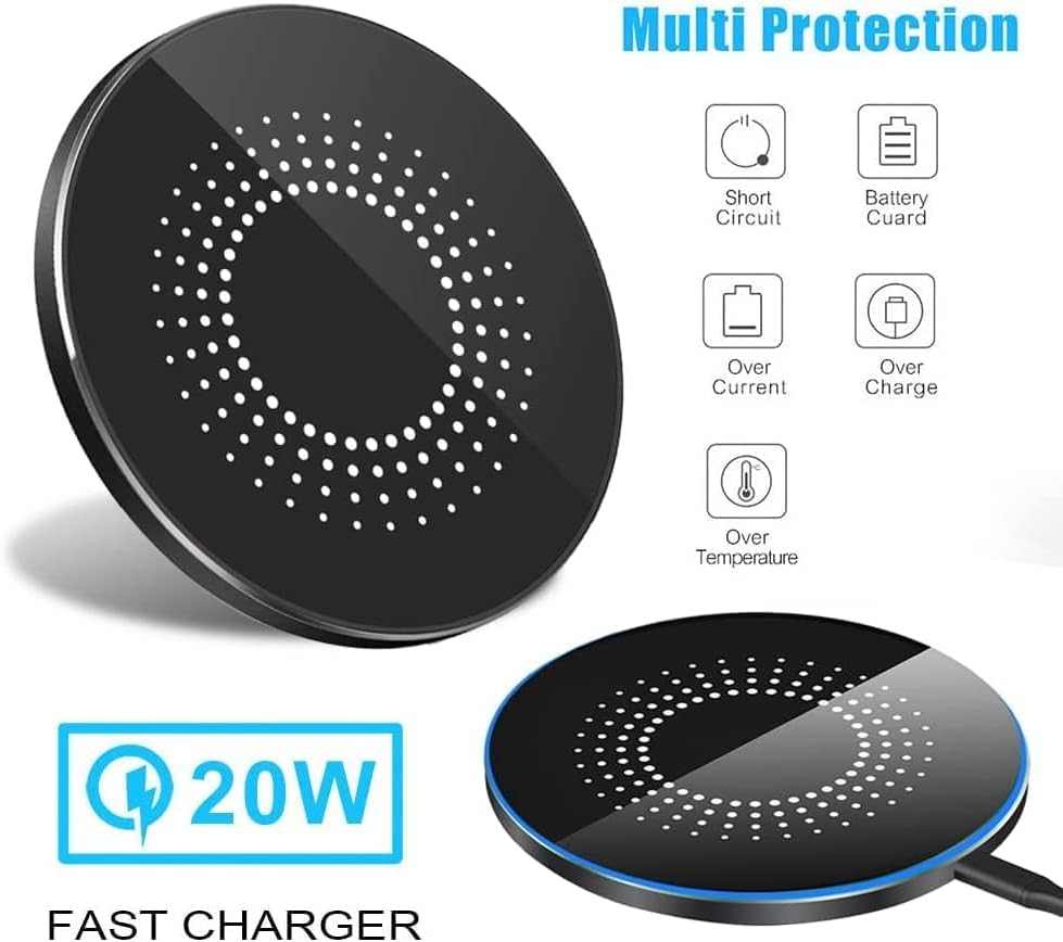 Ceve - Bezdrátová rychlá nabíjecí podložka 20 W, kompatibilní se Samsung Galaxy S21/S22/S23/S24/S10, s iPhone 12/13/14/15/16