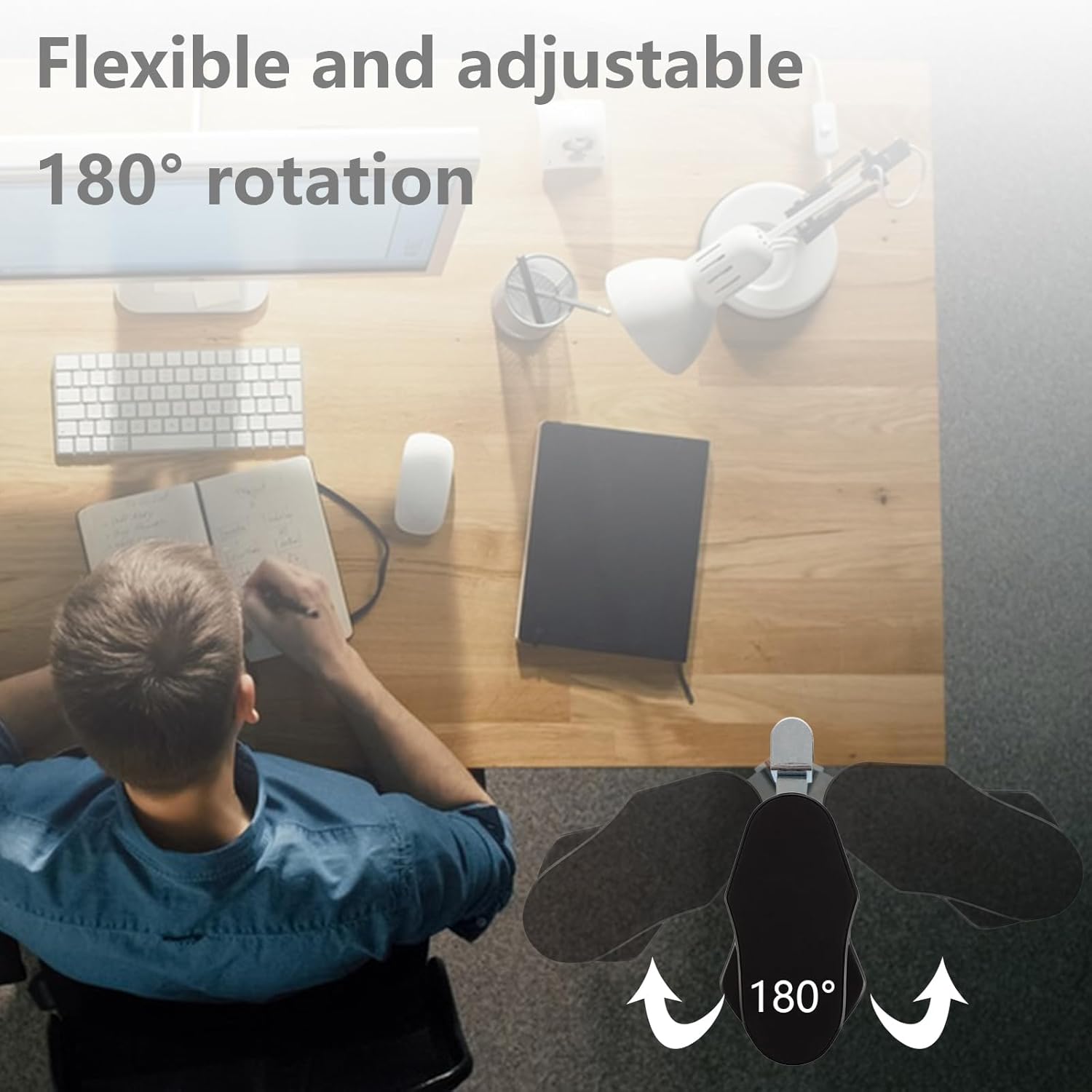 Akla - ergonomická opěrka lokte, vyvažující zápěstí a otočná o 180°