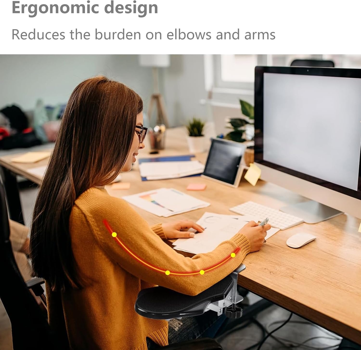 Akla - ergonomická opěrka lokte, vyvažující zápěstí a otočná o 180°