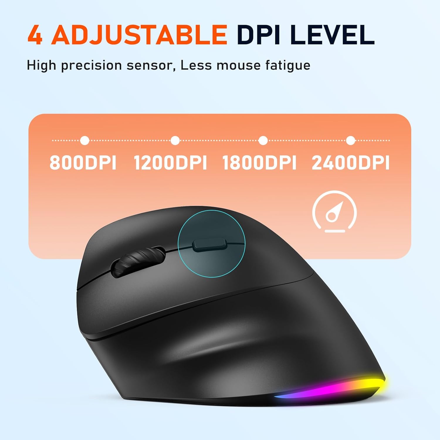 Meetion - ergonomická myš pro leváky - 4 úrovně DPI (bezdrátová)