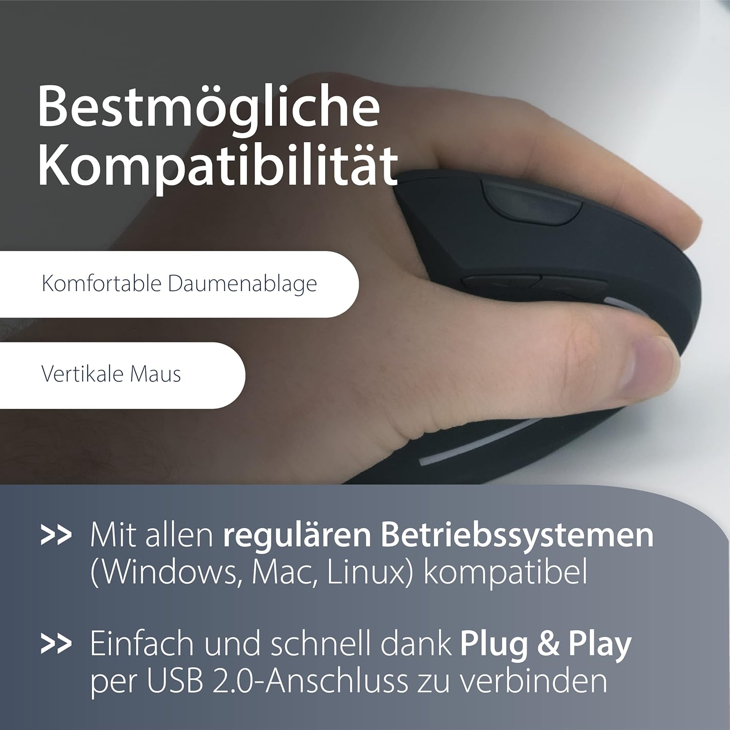 MediaRange - ergonomická 6tlačítková bezdrátová myš pro leváky - 4 úrovně DPI