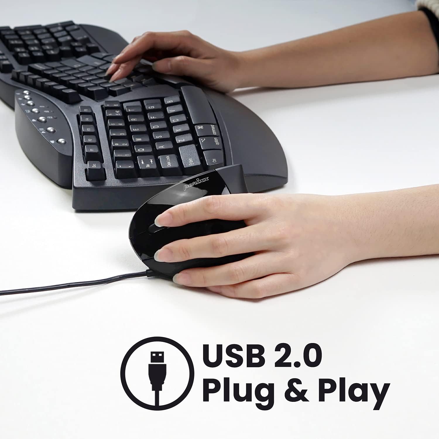 Perixx - vertikální ergonomická myš pro leváky s 2 úrovní DPI a USB kabelem