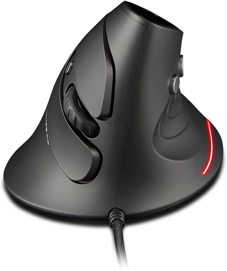 Zelotes - ergonomická vertikální myš pro leváky s 4 úrovní DPI a USB kabelem