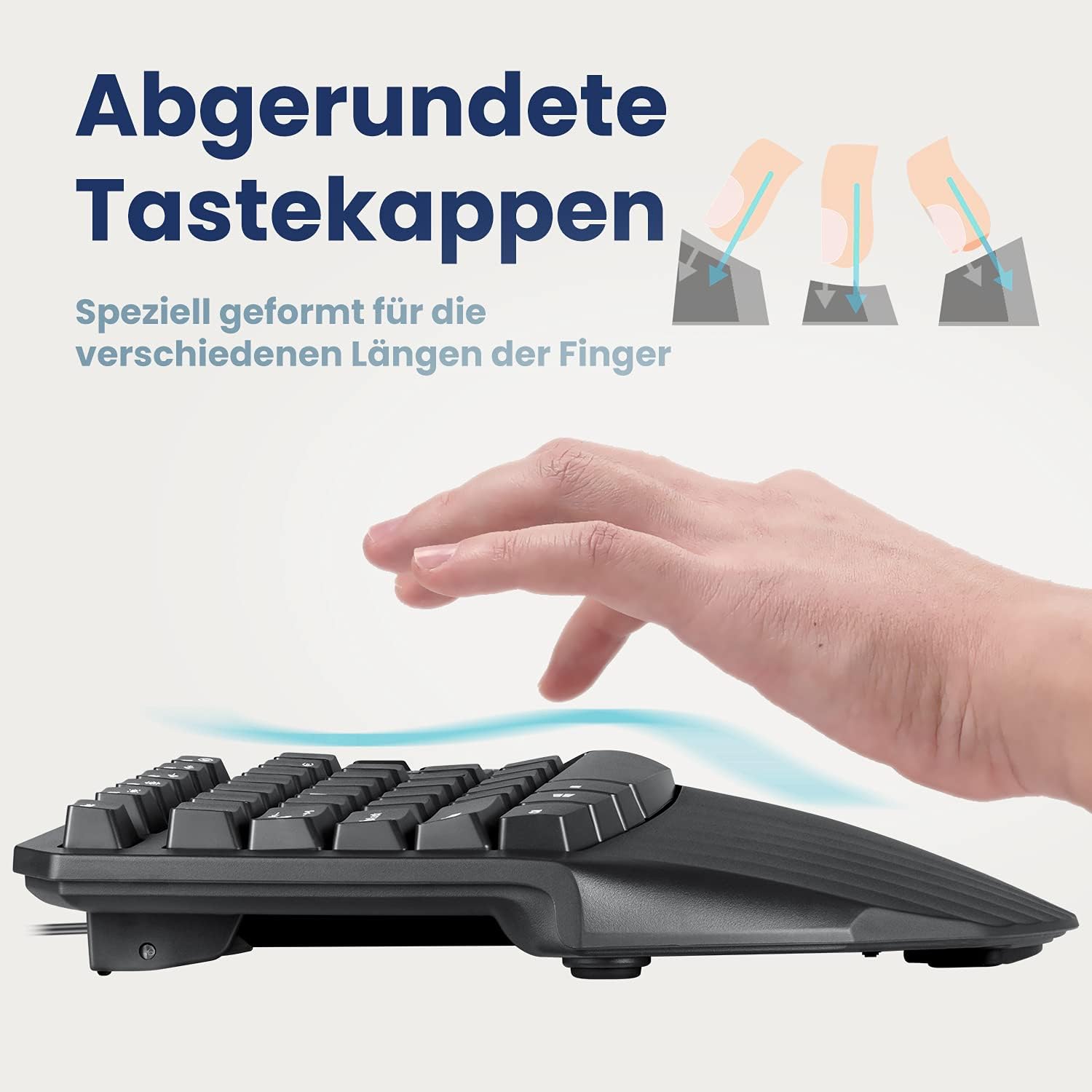 Perixx - ergonomická klávesnice s integrovanou opěrkou dlaní a USB kabelem
