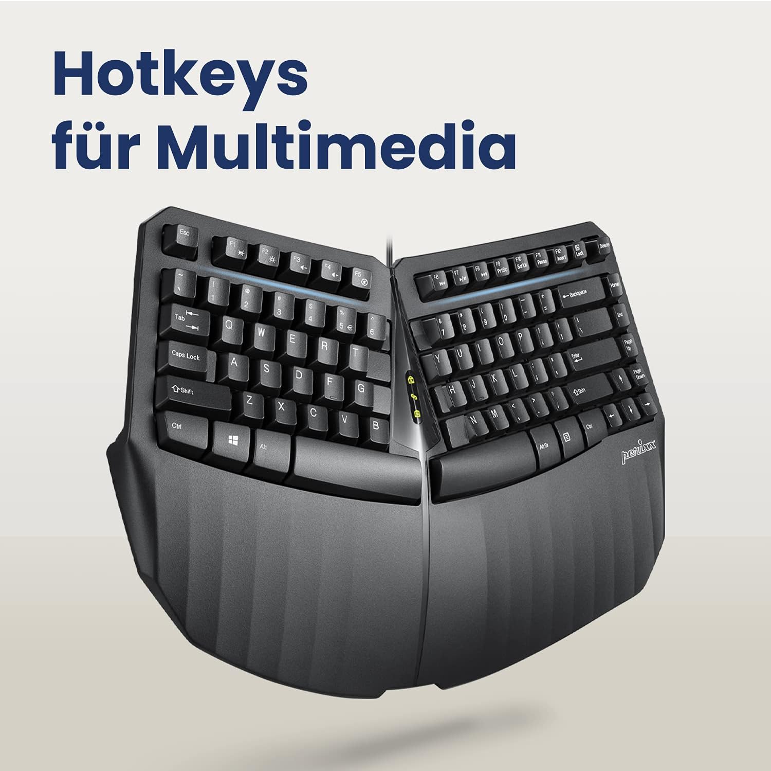 Perixx - ergonomická klávesnice s integrovanou opěrkou dlaní a USB kabelem