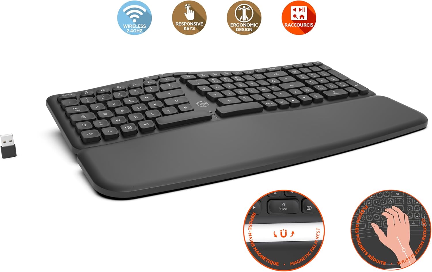 Mobility Lab - ergonomická bezdrátová klávesnice s magnetickou opěrkou zápěstí