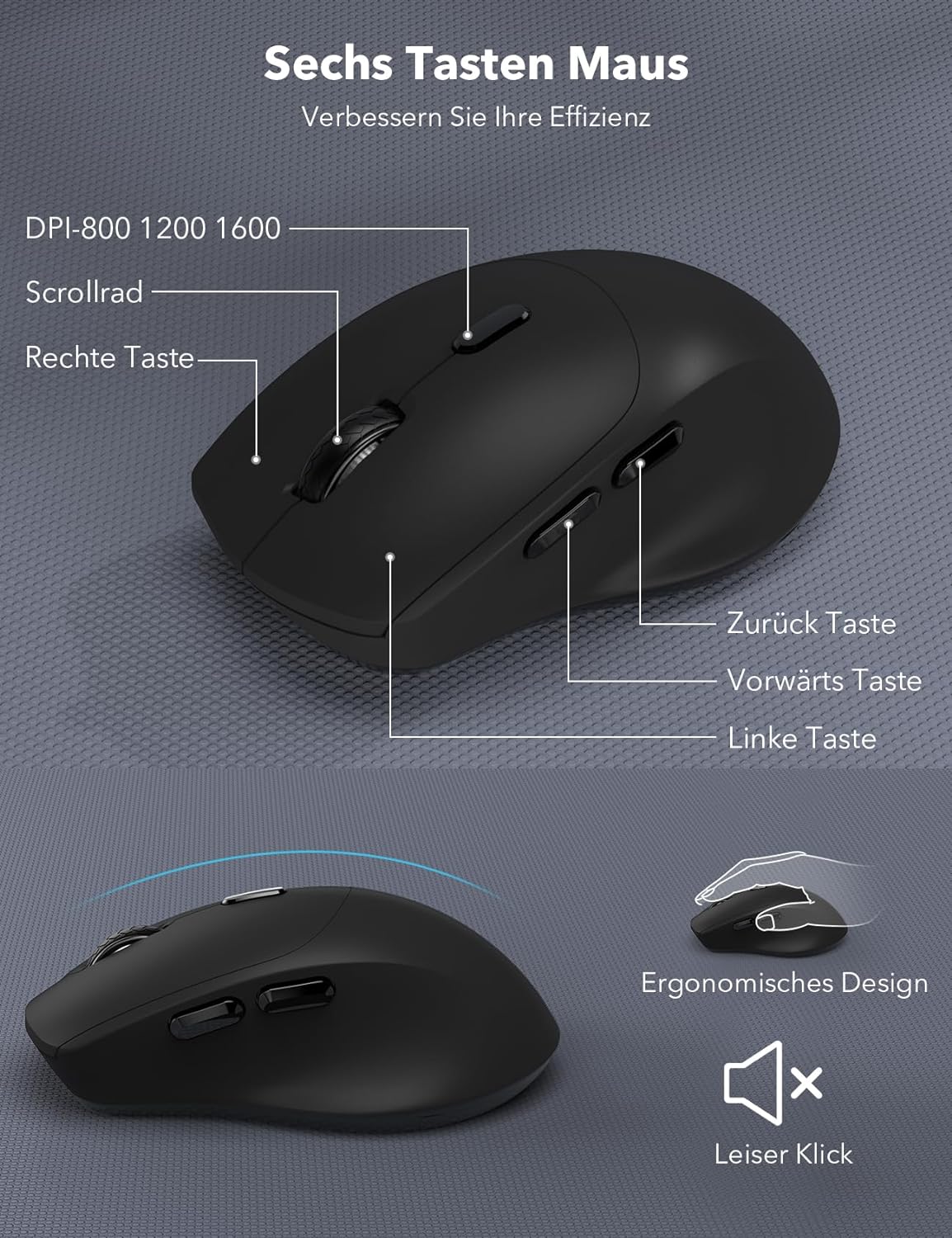 Sablute - ergonomická bezdrátová klávesnice v sadě s myší, podložkou zápěstí a držákem telefonu nebo tabletu