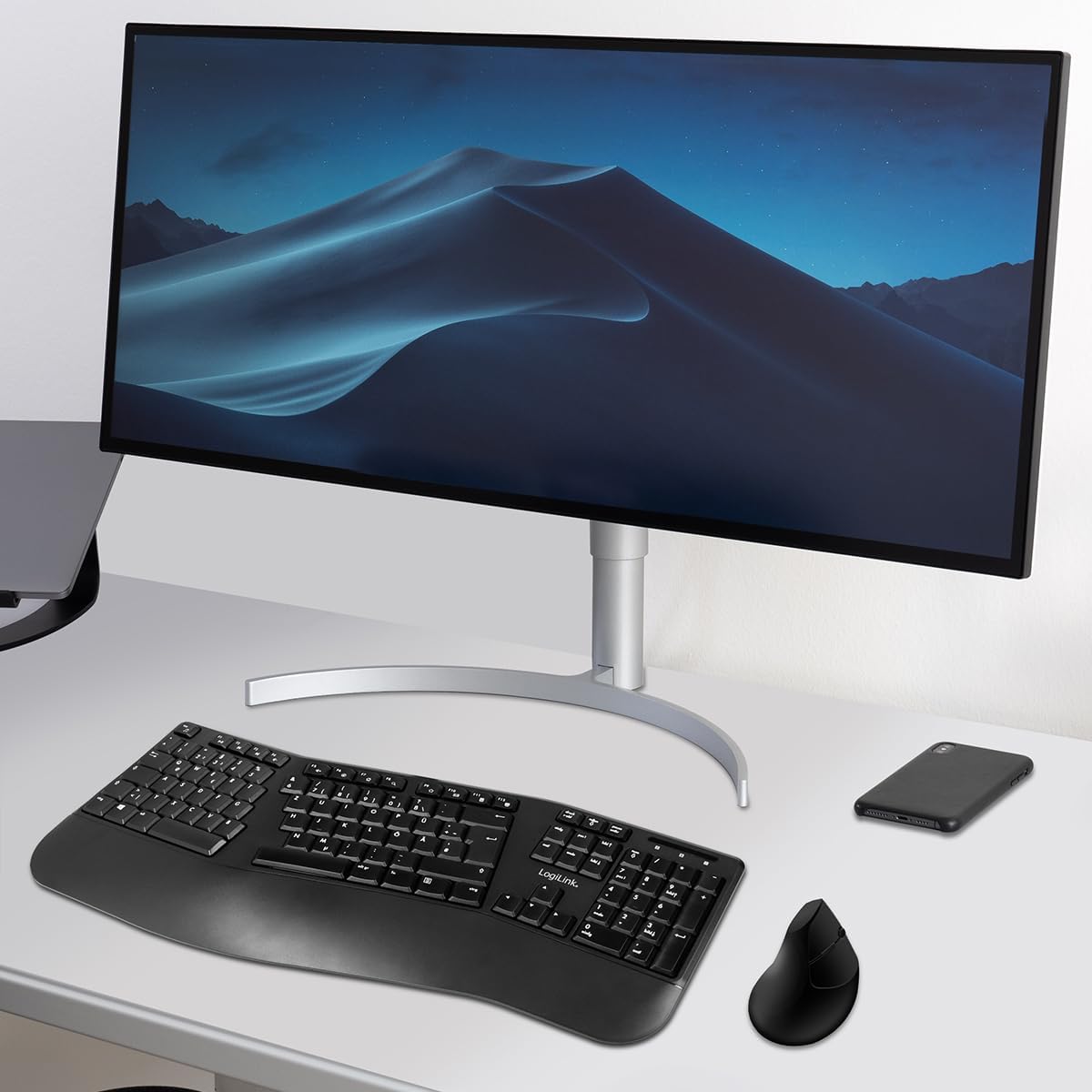 LogiLink - ergonomická sada myši a bezdrátové klávesnice s podložkou zápěstí