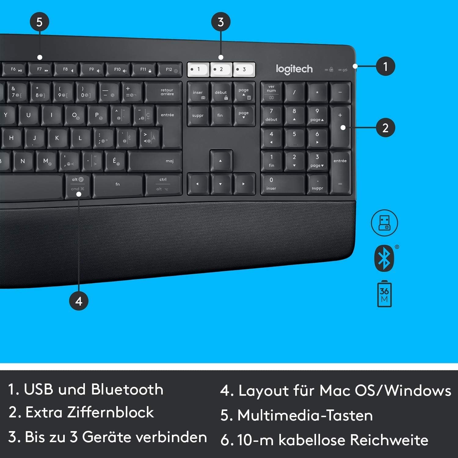 Logitech Performance - ergonomická bezdrátová sada myši s klávesnicí