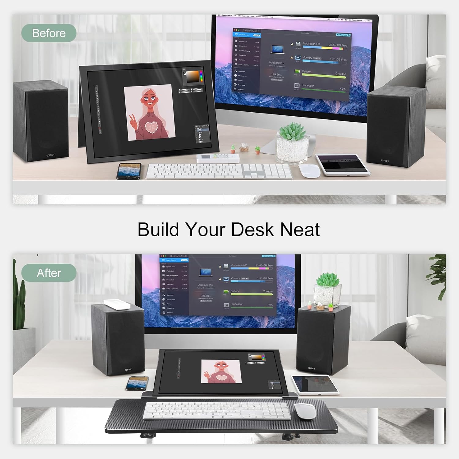 Vader - ergonomická prodlužovací podložka na klávesnici a myš s možností sklopení