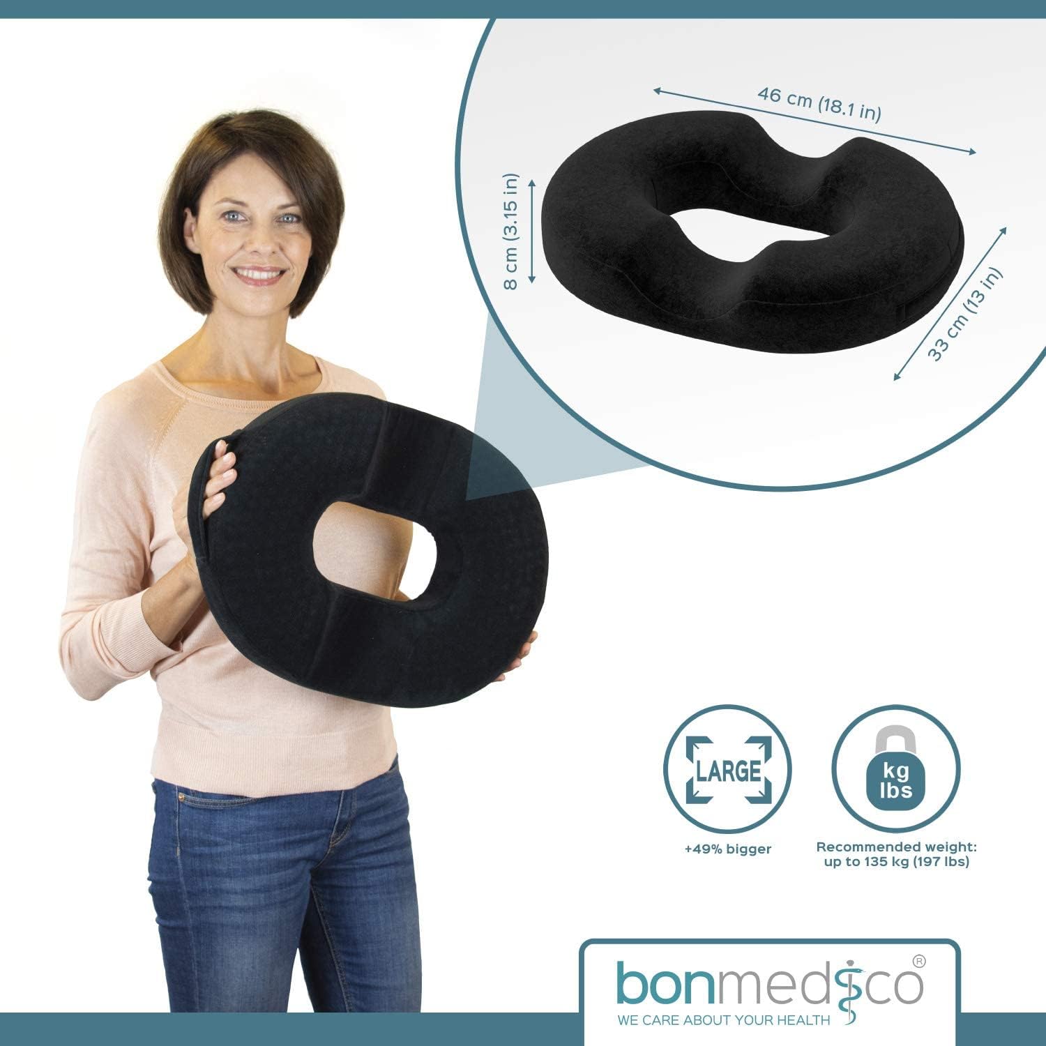 Bonmedico® Hemorrhoid - terapeutický podsedák bigger z paměťové pěny a gelu