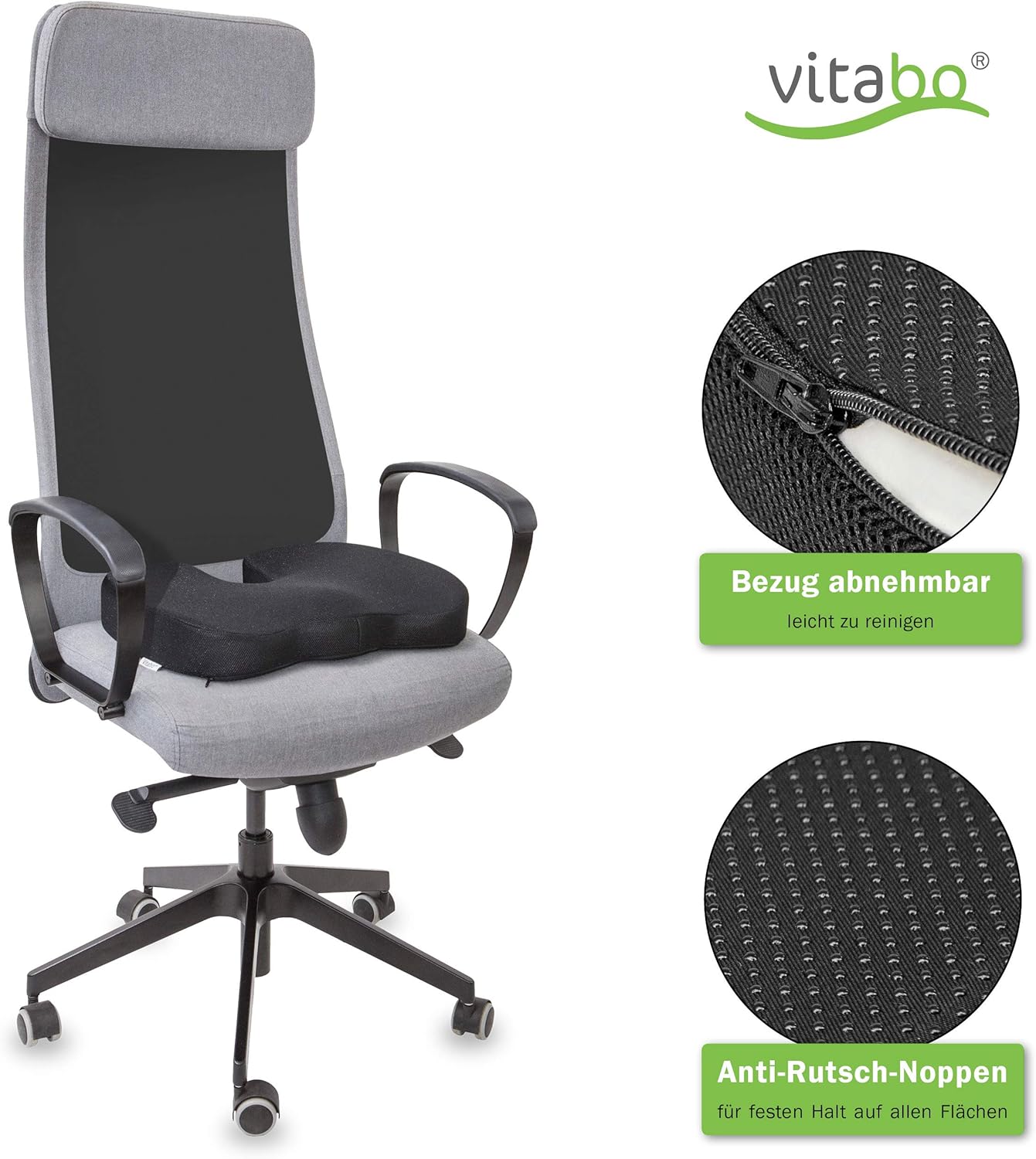 Vitabo - ergonomicky tvarovaný podsedák z paměťové pěny a gelu