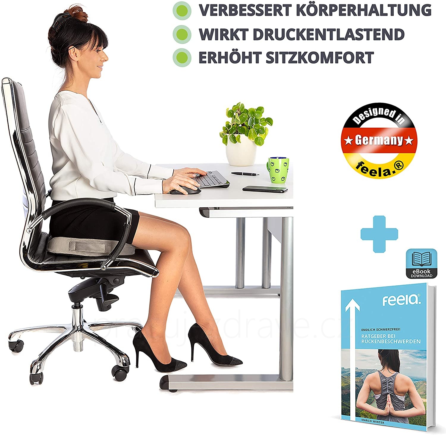 Ortopedický podsedák Feela.® ve tvaru U ke snížení tlaku v bederní části