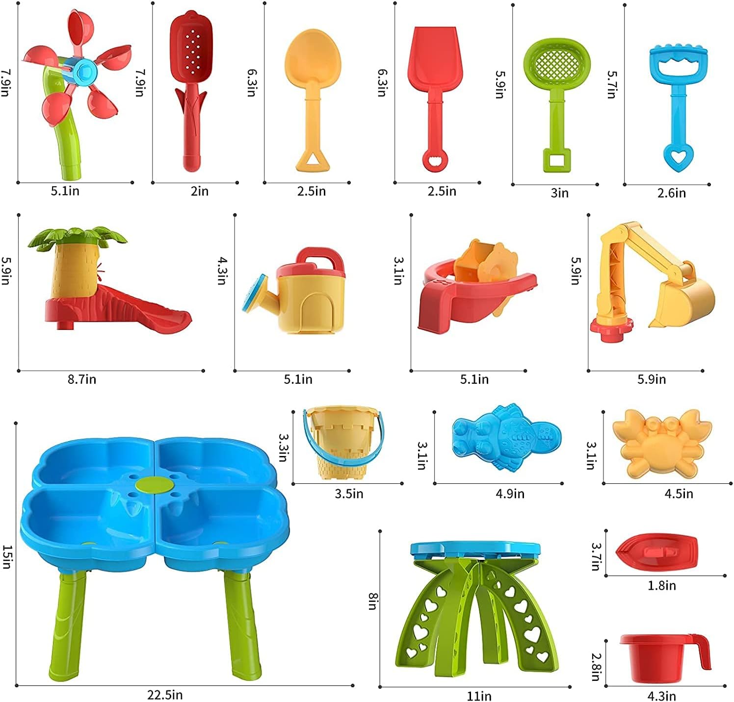Tomtoys - 4 v 1 vodní stůl pro děti - 32 kusů doplňků